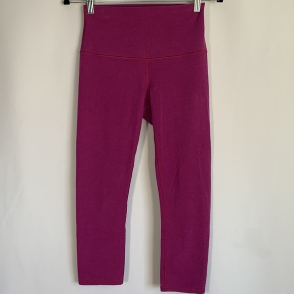 Lululemon Wunder Under Crop II Cotton (Roll Down) Purple Leggings - Picture 4 of 10